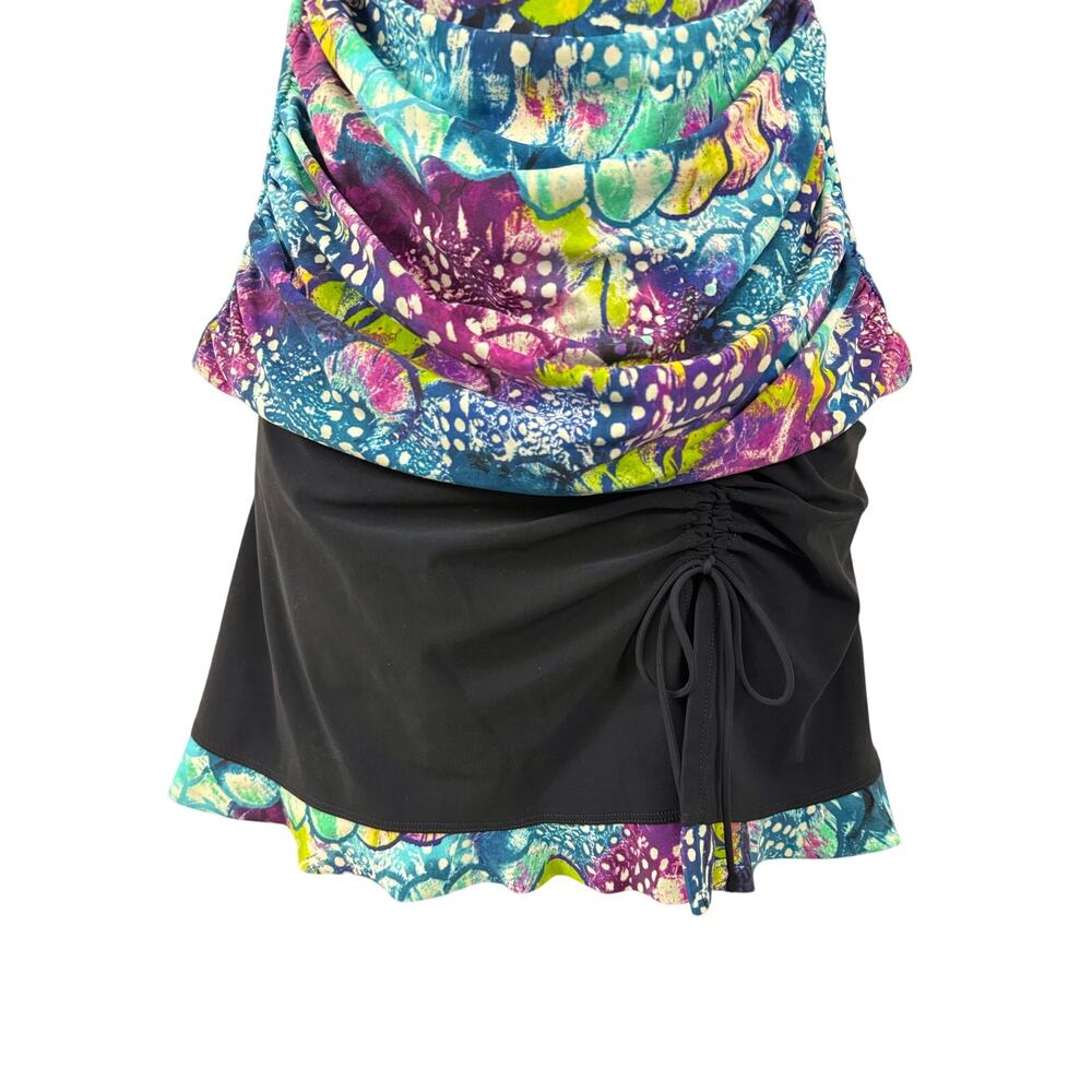 Profile by Gottex Black Multicolor Tankini and Skirt Ruffle Hem Side Ruching - Picture 4 of 16